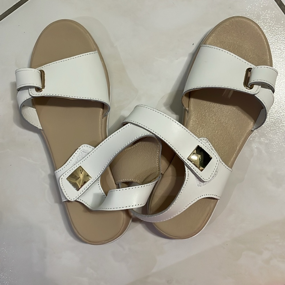 White and gold sandals